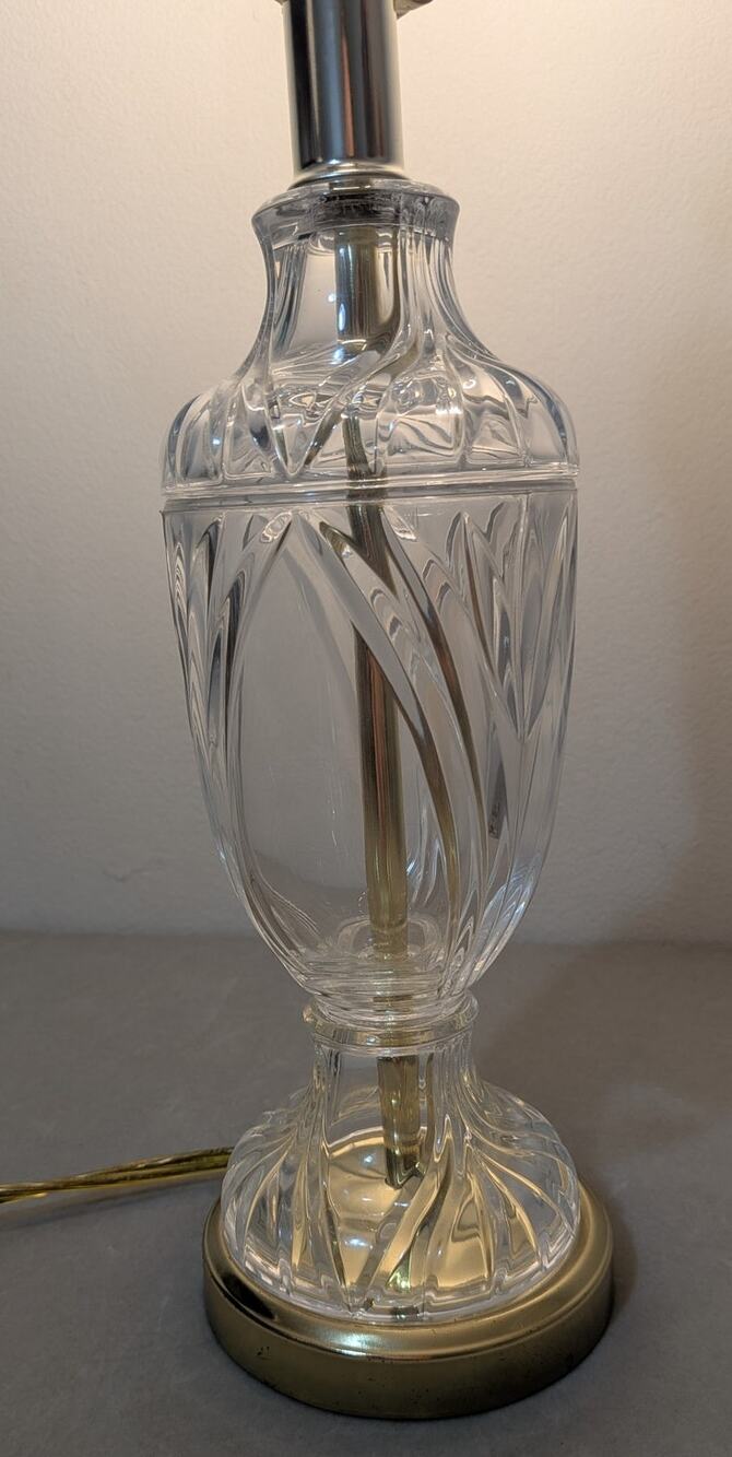 Vintage Excelsior Clear Cut Glass & Brass Table Lamp Elegant Decor EUC